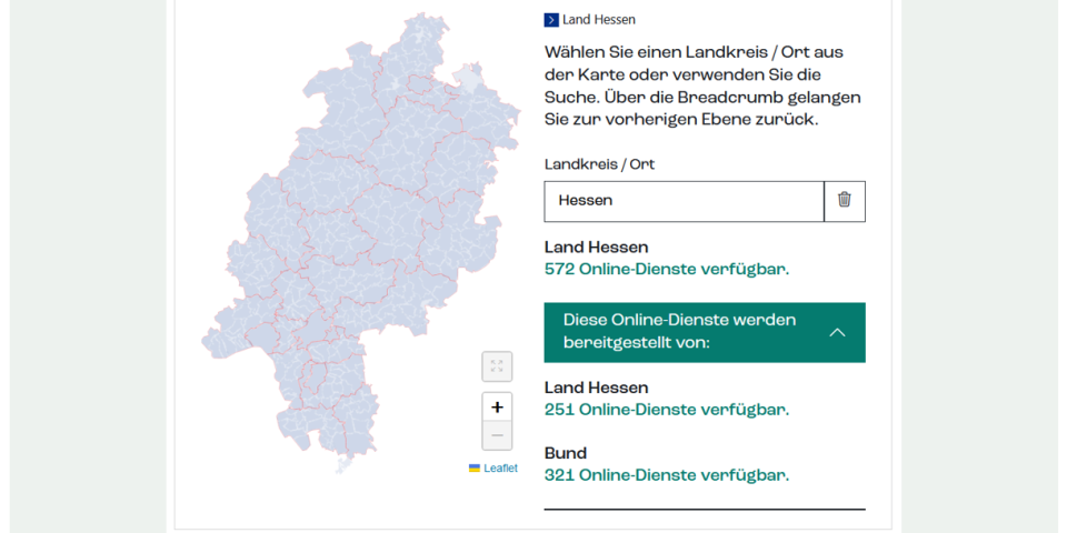 Karte Online-Dienste in Hessen