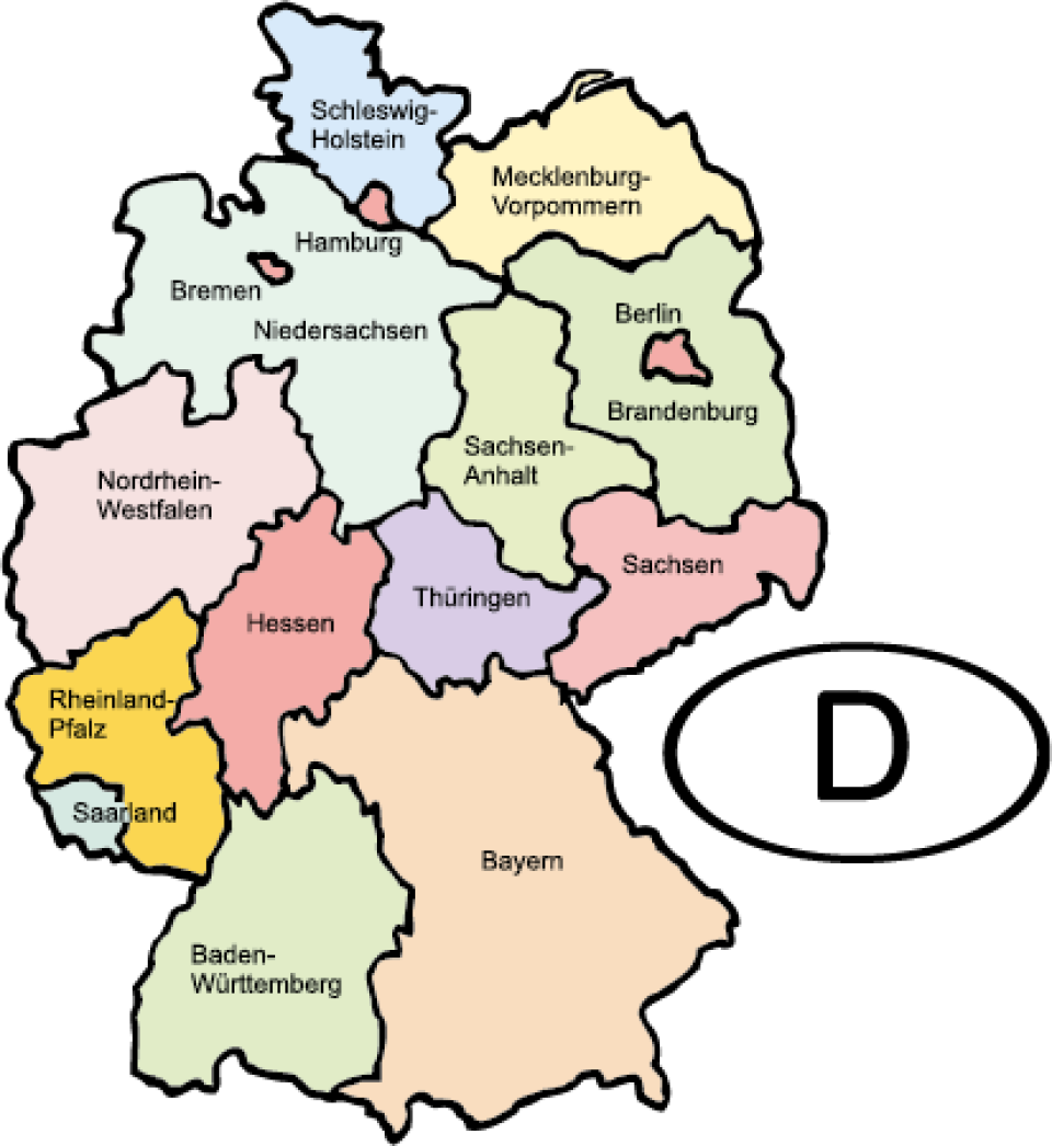Deutschland-Karte mit den 16 Bundes-Ländern